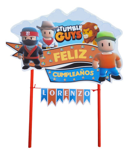 40 Bolsitas + Adorno De Torta Stumble Guys Personalizado 0