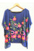 Wide Poncho Style Blouse / Tunic Embroidered with Flowers 6