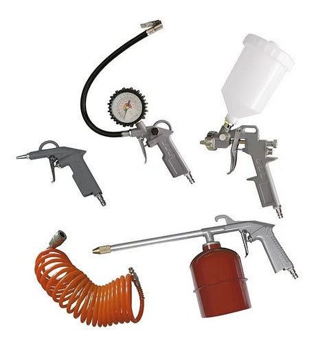 Omaha Air Compressor Kit 5 Pcs Inflator Paint Gun L-2000A6 0