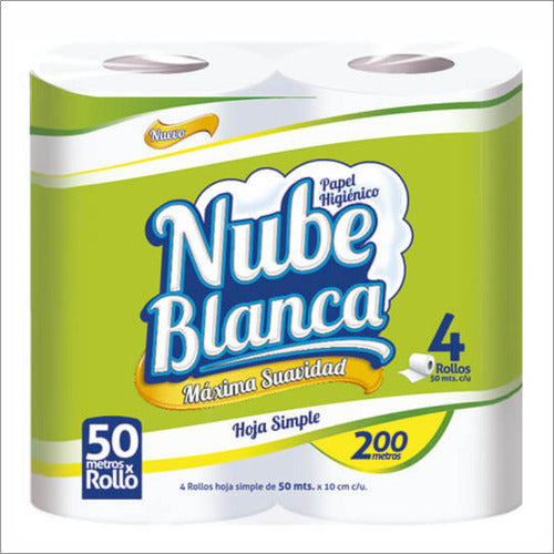 20 Rollos De Papel Higienico Nube Blanca - 50 Mts Cada Rollo 1