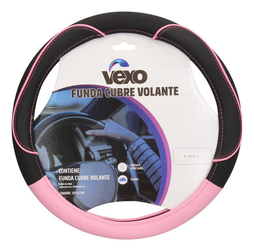Universal Steering Wheel Cover (Diam.38) Cool Line Black/Pink 0