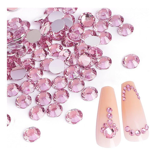 Diamantes De Imitación Rosa 1440pcs Flatback Nail Gems Rhine 0