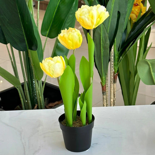 Planta Artificial  Flores Maceta Plástico A 34cm 0