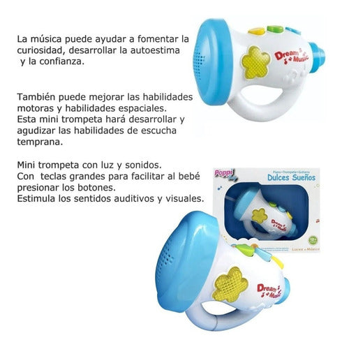 Trompeta Musical Dulce Sueño Luces Sonidos Poppi Baby 2