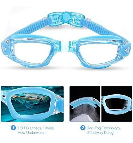 Aegend Unisex Swim Goggles - Sky Blue 1