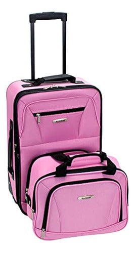 Rockland Vertical Fashion Softside Luggage Set, Pink 0