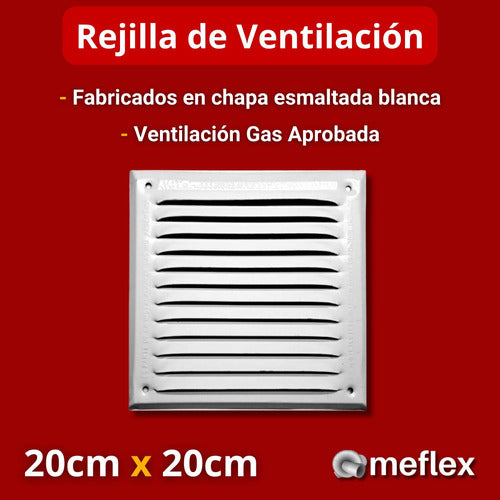 Meflex Gas Approved Ventilation Grille 20x20cm 200cm² for Wall Installation 1