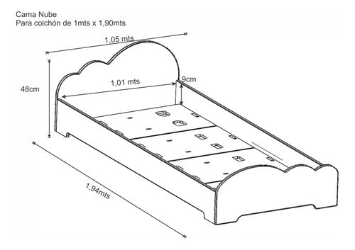 Gixi Muebles Cama Nimbo Montessori De 1 Plaza Y Media De 1mt. Blanca 4