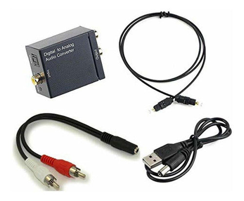 Analog Stereo Audio Converter with Optical Cable RCA 0