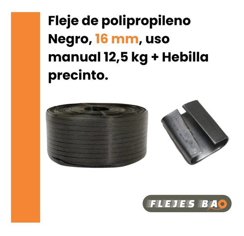 Rollo De Fleje Plástico Negro 13/16 + 2 K Precinto Ch - 2