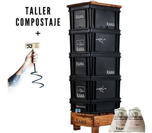 80 L Composter with Tap + Stand and Lid + Aerator 0