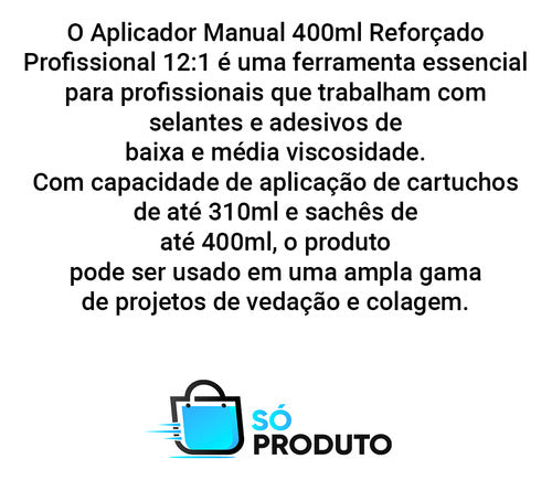 Aplicador De Silicone Manual 400ml Profissional 12:1 1