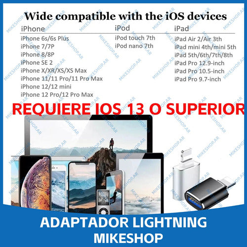 Mikeshop Adaptador OTG USB 3.0 a Celular para iPhone iPad Apple 3