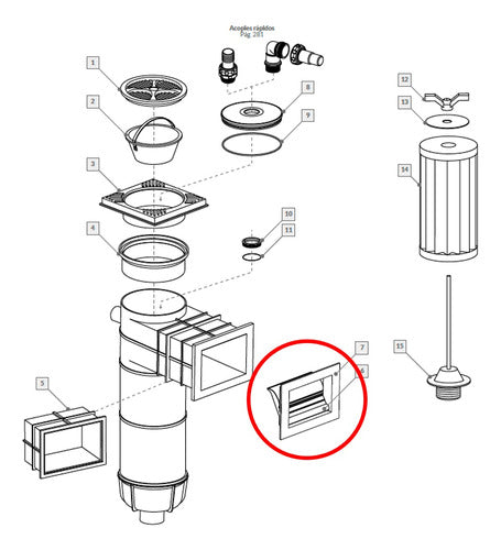 Vulcano Skimmer View Frame with Flow Regulator 4