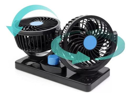 Mini Ventilador Doble 4 Pulgadas 360° 5 Aspas Para 12v/24v 3