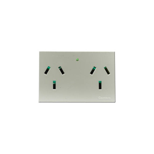 Cambre Double Socket with Energy Indicator - White 0