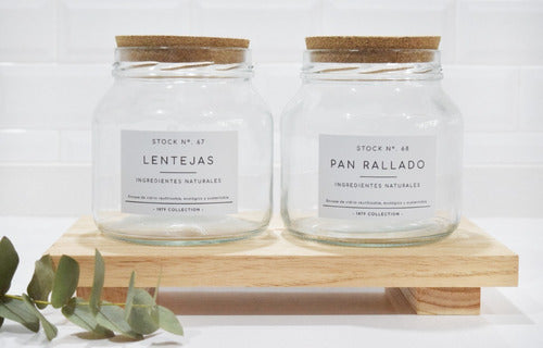 Set of 2 Glass Jars with Cork Lid and Choice of Label 2
