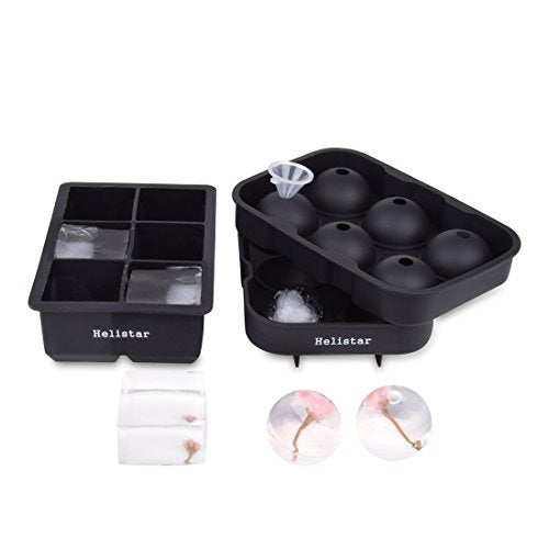 Helistar Ice Ball Maker Mold Ice Cube Trays - Set of 2 (Black + Black) 0