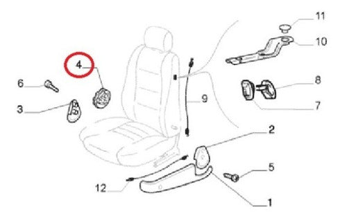 Manopla Regulacion Butaca Del Fiat Palio Siena Strada Orig 2