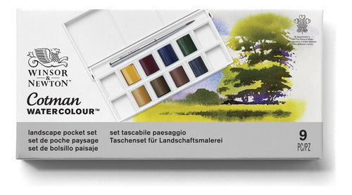 Winsor & Newton Cotman Watercolor Set Landscape 9 Pieces 1