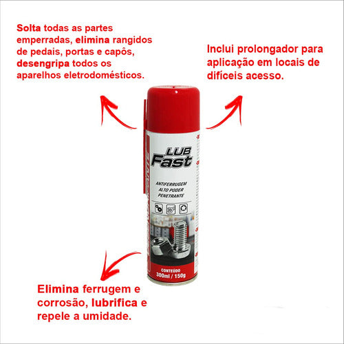 Kit Com 6 Desengripantes Anticorrosivo Lub Fast 300ml 4