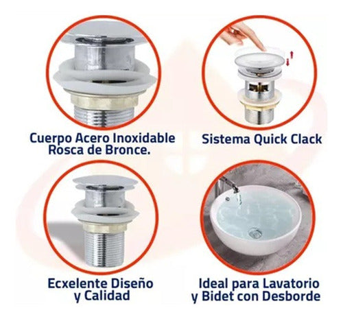 D'accord Desagüe Quick Clack 1 1/4 C/desborde Lavatorio-bidet 6