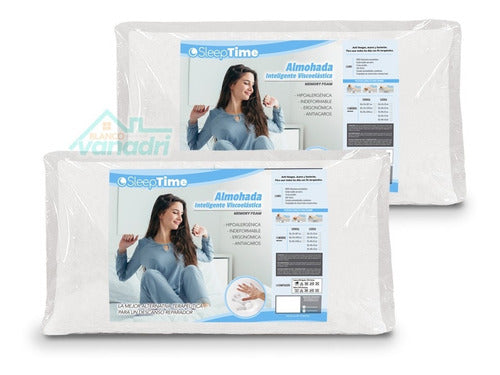 SleepTime 2 Intelligent Viscoelastic Pillows 85x40x13 Queen Size 0