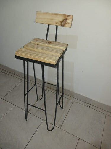 Generic Banqueta Hierro Y Madera Alta 75 Cm 1