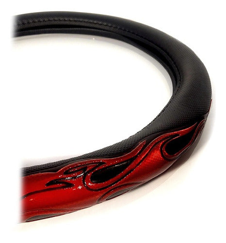 Black Steering Wheel Cover with Red Detail, Size 36 0