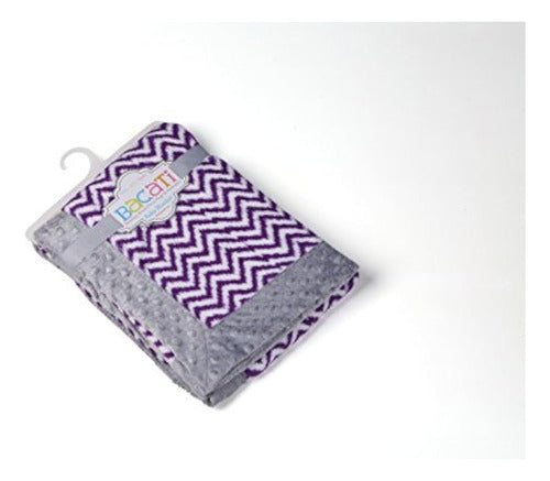 Bacati Purple Ikat Zigzag Chevron with Gray Border Plush Blanket 0