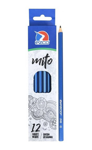 Ezco Black Pencil Mito Graphite Hexagonal 2HB X12 10 Boxes 0