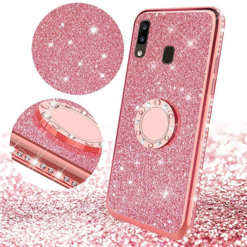 Leecoco Glitter Pink Case for Galaxy A20s 1