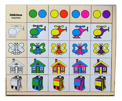 Juego  Correspondencia Doble Entrada Madera Colores Luhjbn 0