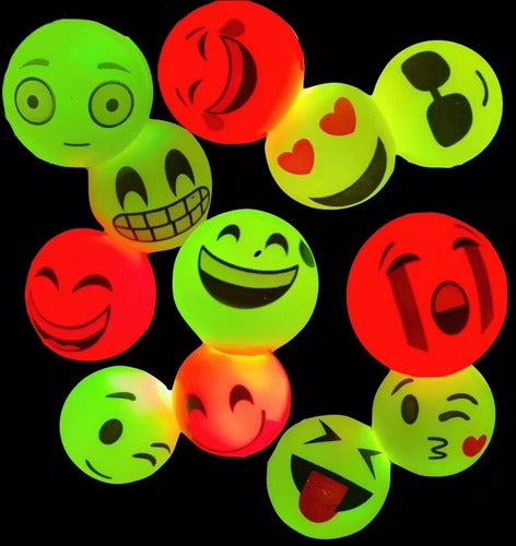 Galario Productos X12 Pelota Rebota Emoji Luz Led Diam 60mm Souvenir Infantil 2