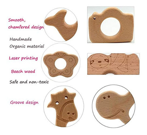 10pcs Hecho A Mano Natural De Madera De Haya Animal Dinosaur 1