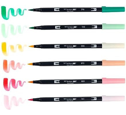 Tombow Just Peachy Double-Ended Brush Markers Set of 6 3