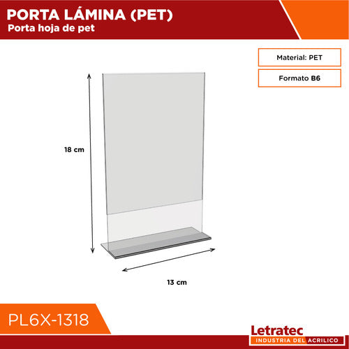 Letratec Porta Hoja B6 Vertical Simil Acrílico/PET T Invert Pl6x-1318 1