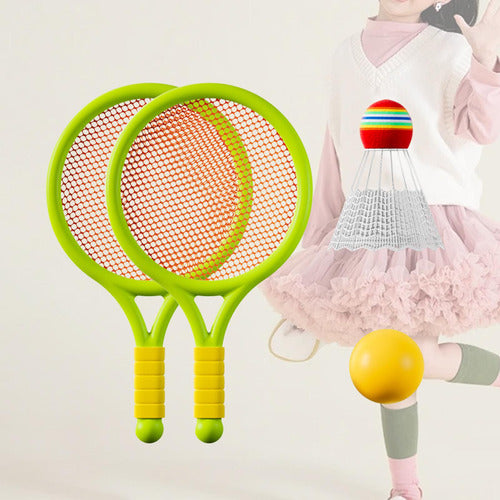 Crianças Conjunto De Tênis Badminton, Raquetes De Verde 6