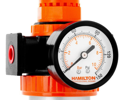 Hamilton RPA 1/4 Air Regulator Filter with Pressure Gauge 1