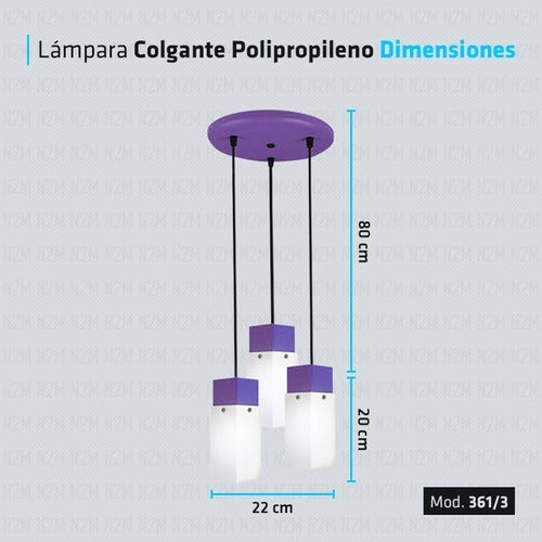 LED Polipropylene Pendant Lamp 361-3 E27 + Bulb Set by Philips 13