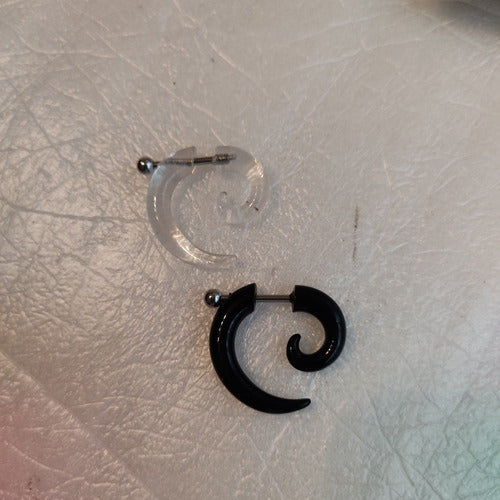 Acrylic Steel Spiral Fake Expander Horn Earrings Piercing 3-4 cm 80