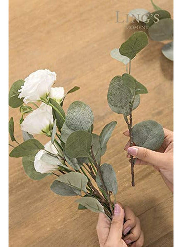 Ling's Moment Eucalyptus Gumdrop Spray - 12 Pieces Artificial Eucalyptus Greenery 1