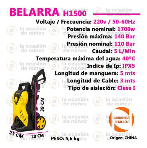 High Pressure 140 Bar Hydro Washer Belarra 1700W 1