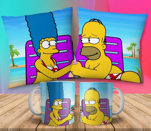 Imprimi Kits Plantillas Sublimar Tazas Y Almohadones Simpsons Amor Pares 2