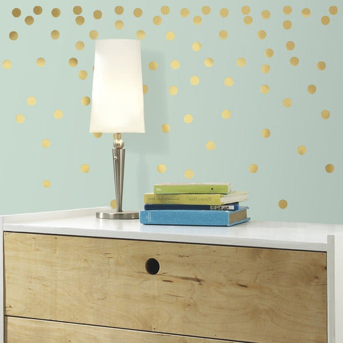 Vinilo Decorativo Pared [1bmt7zlo] Lunares Dorados 0