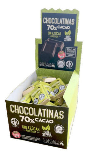 Colonial Chocolatinas 70% Cacao Con Stevia 5g (50u X Caja) 0