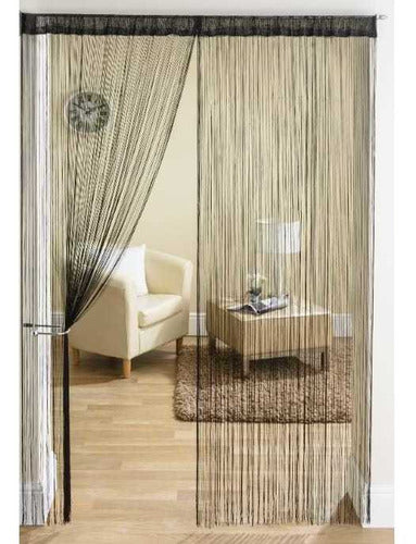 Set of 2 Fringed Curtain Panels Glass Thread Room Divider Decorations 2x2m 48
