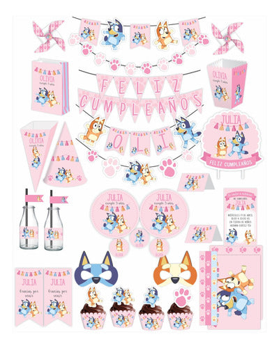 Boom - Bluey Pink Printable Birthday Decoration Kit 0