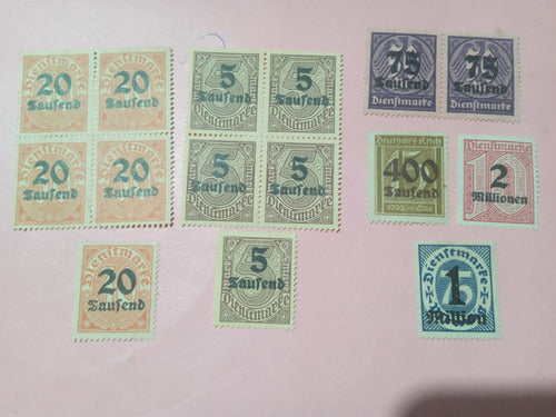 Germany Service 15 Mint Stamps 1923 Saarland Inflation 1