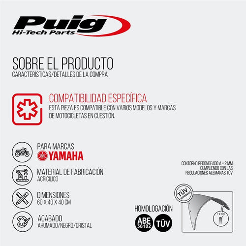 Puig Racing Windshield Cupula Parabrisa Yzf - R3 Negro 1